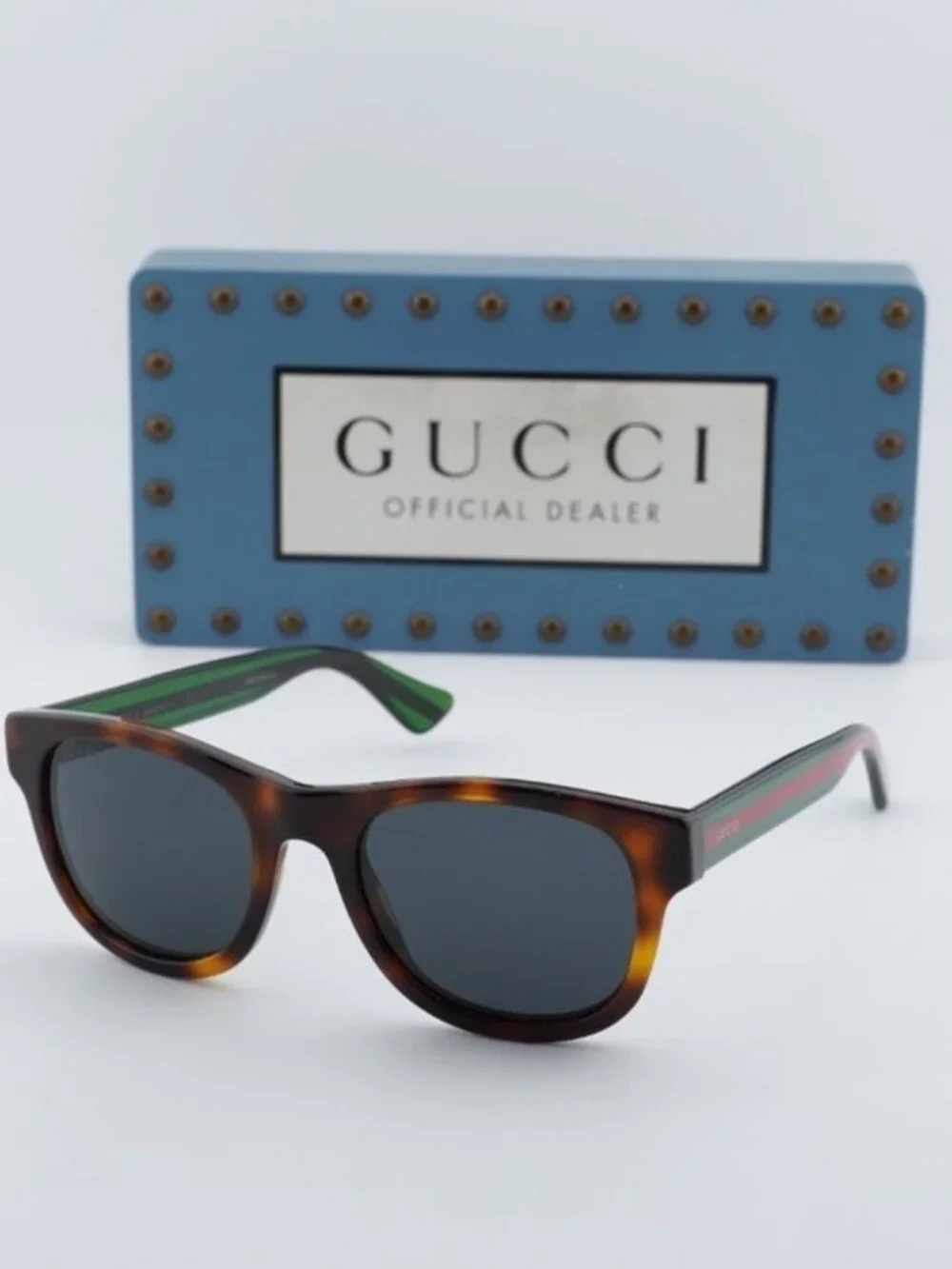 Gucci GG0003S 003 Men Square Sunglasses - Havana / Green / Grey
